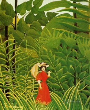 Henri Rousseau Painting - woman in red in the forest Henri Rousseau Post Impressionism Naive Primitivism